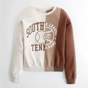 Hollister Split Crewneck Sweatshirt Tan & Brown
